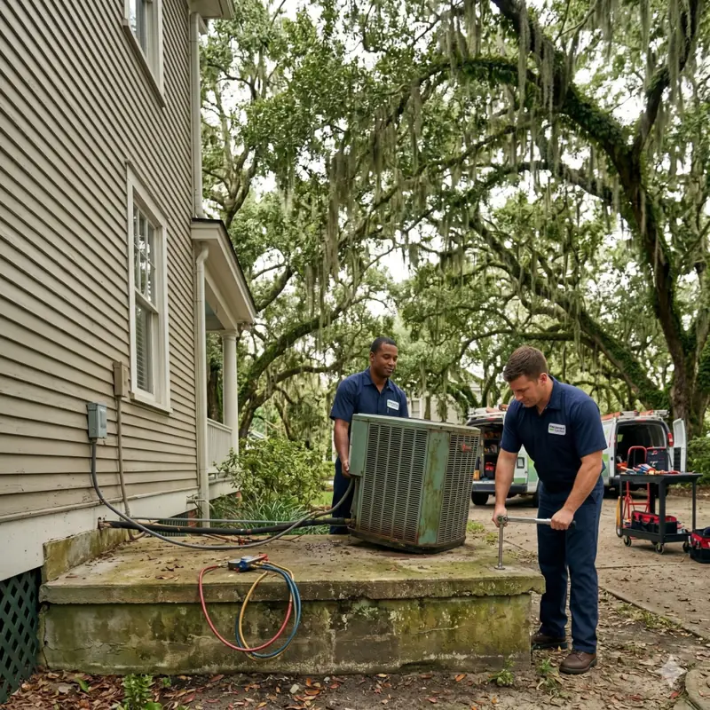 New central air conditioning installation on a Mobile, AL home
