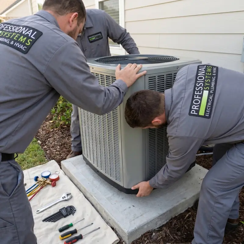 New central air condenser installed at a Mobile, AL home