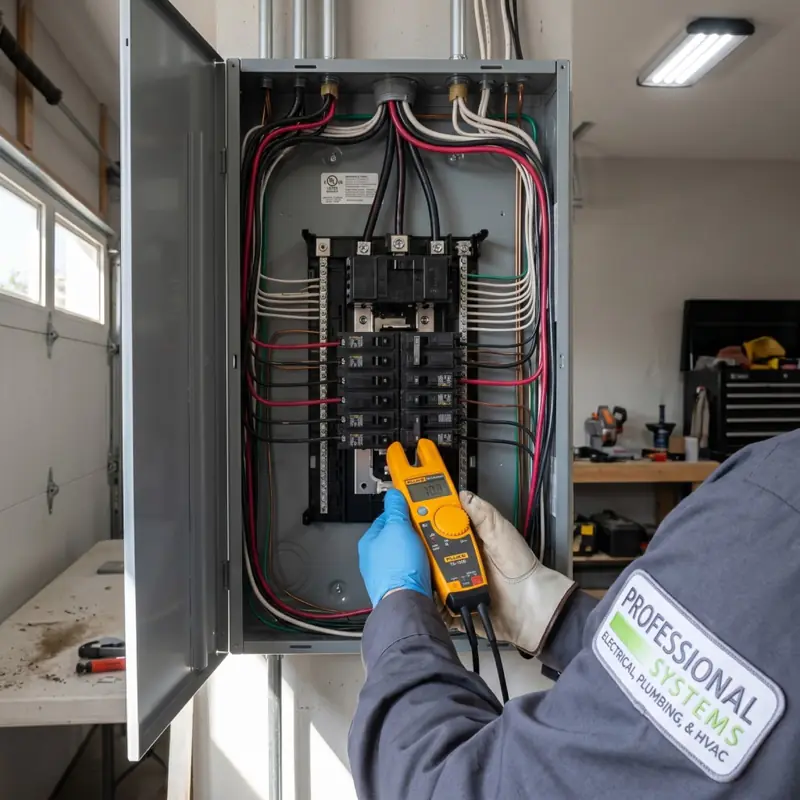 Newly installed 200-amp electrical panel with whole-home surge protection ready for an EV charger circuit.