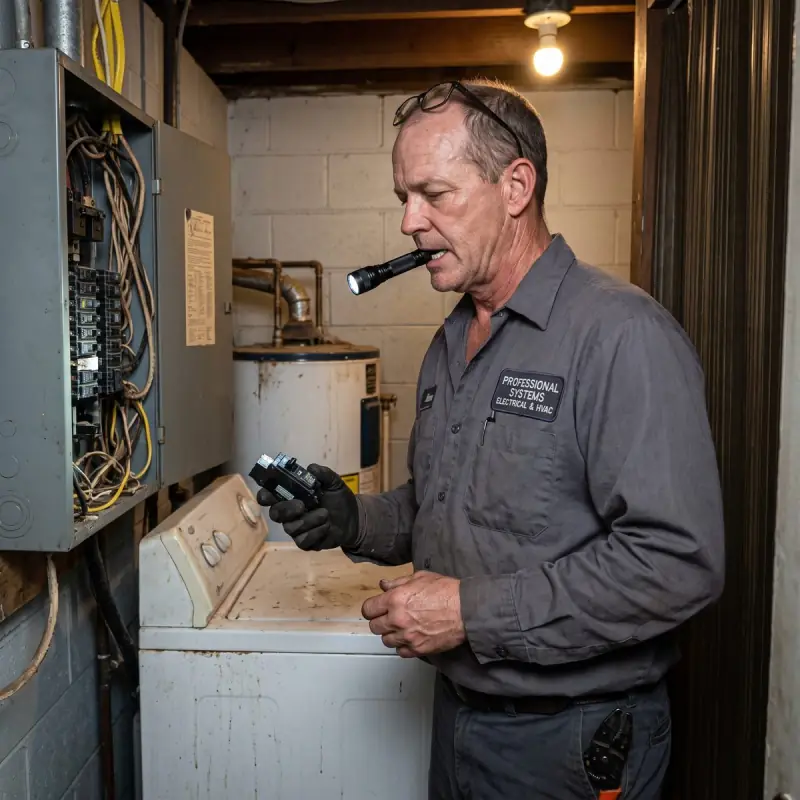 Professional Systems electrician replacing a breaker in an older residential electrical panel in a Prichard, AL home